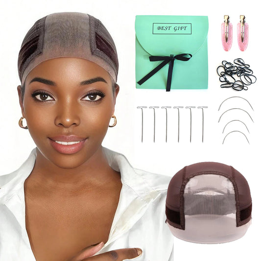 Wig Cap with Grip Band for Keeping Wigs in Place, More Full Cap-wide Transparent Lace for Lace Front Wigs