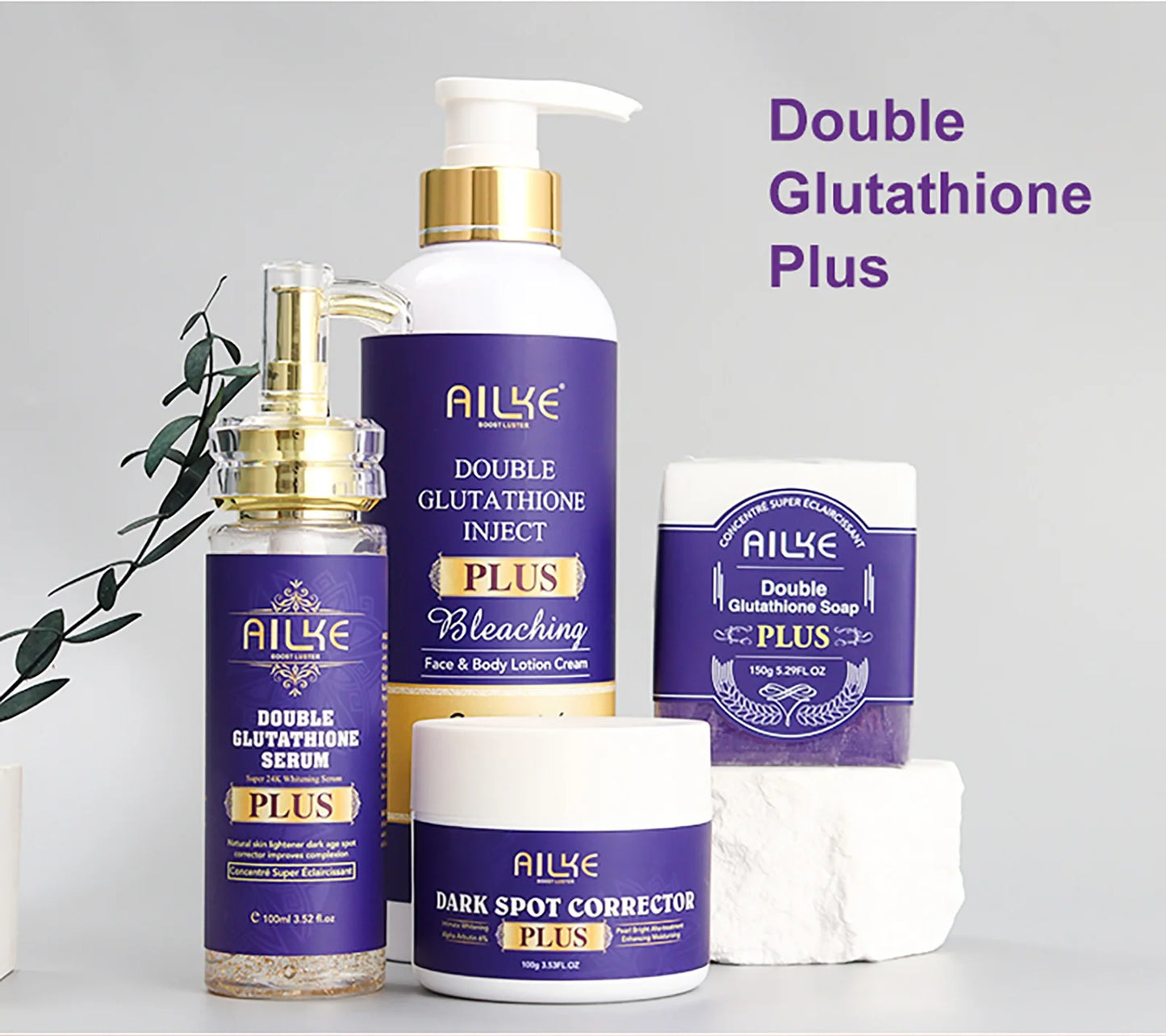 AILKE Glutathione Lighten Body Lotion, Moisturizing, Hydration, Even Skin tone, Improve Dark & Black Skin, Support Private logo