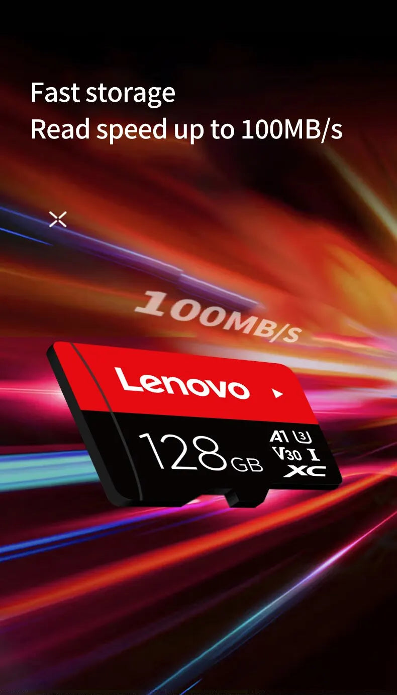 Lenovo Select Micro SD Memory Card, 256GB MicroSDXC 130MB/s Full HD and 4K UHD, UHS-I, U3, A2, V30, for cameras/automotive