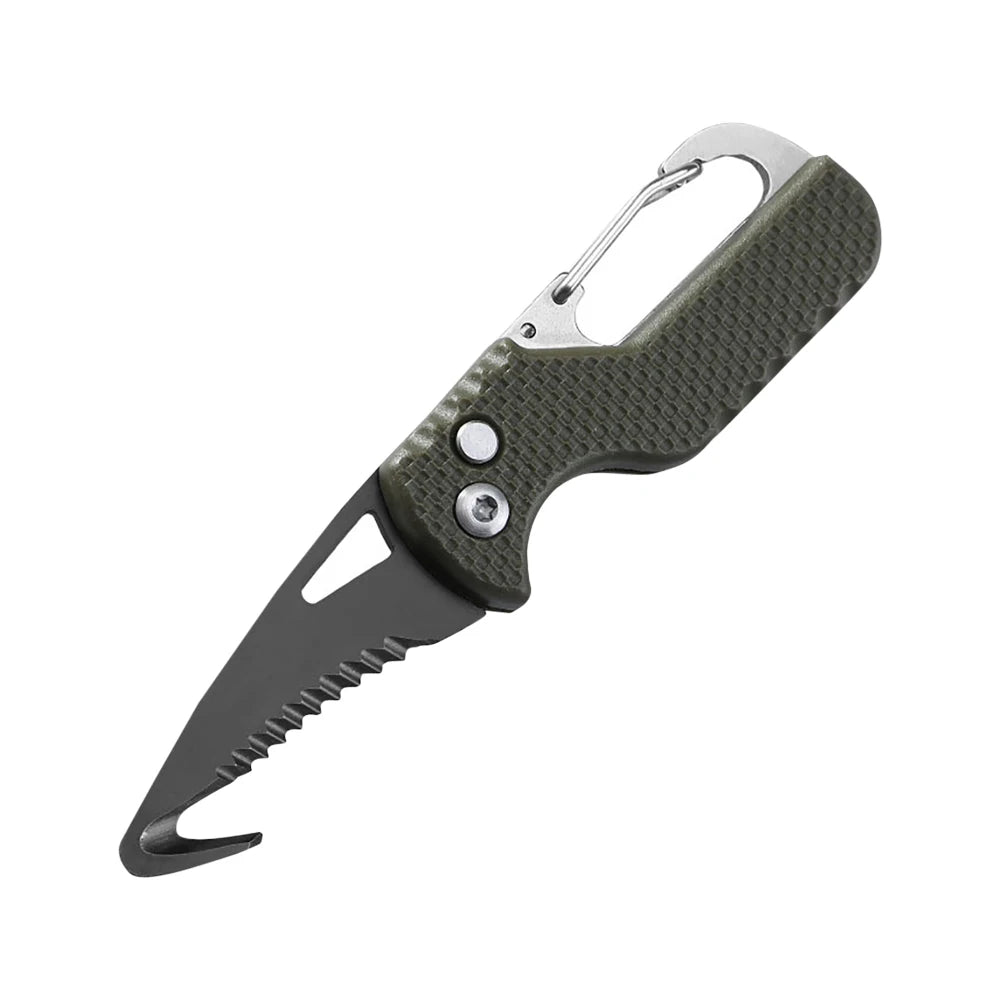 Portable Multifunctional Tool Knife Foldable Serrated Sharp Express Parcel Knife Keychain With Hook Cut Rope Survival Tool