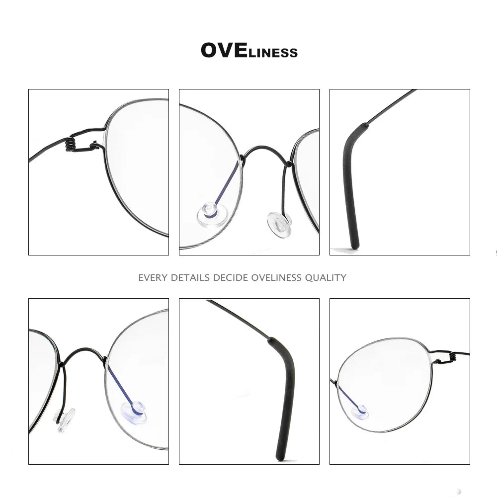 2024 Screwless Eyeglasses Frame for Men Round Denmark Korean male female Glasses Frame Women Pure Titanium Eyewear spectacles
