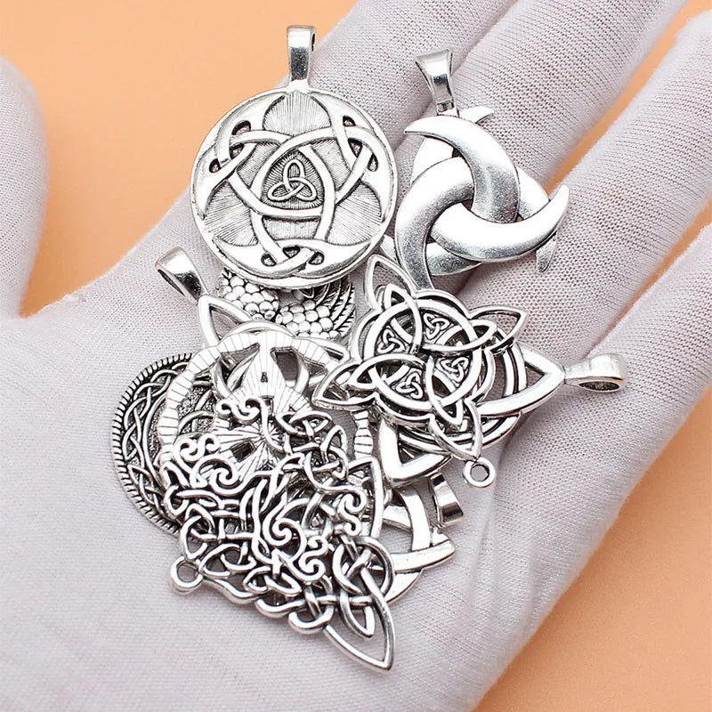 12pcs Mix Celtic Knot Triangular Antique Silve Viking Charms for Necklaces Earrings DIY Accessory Making