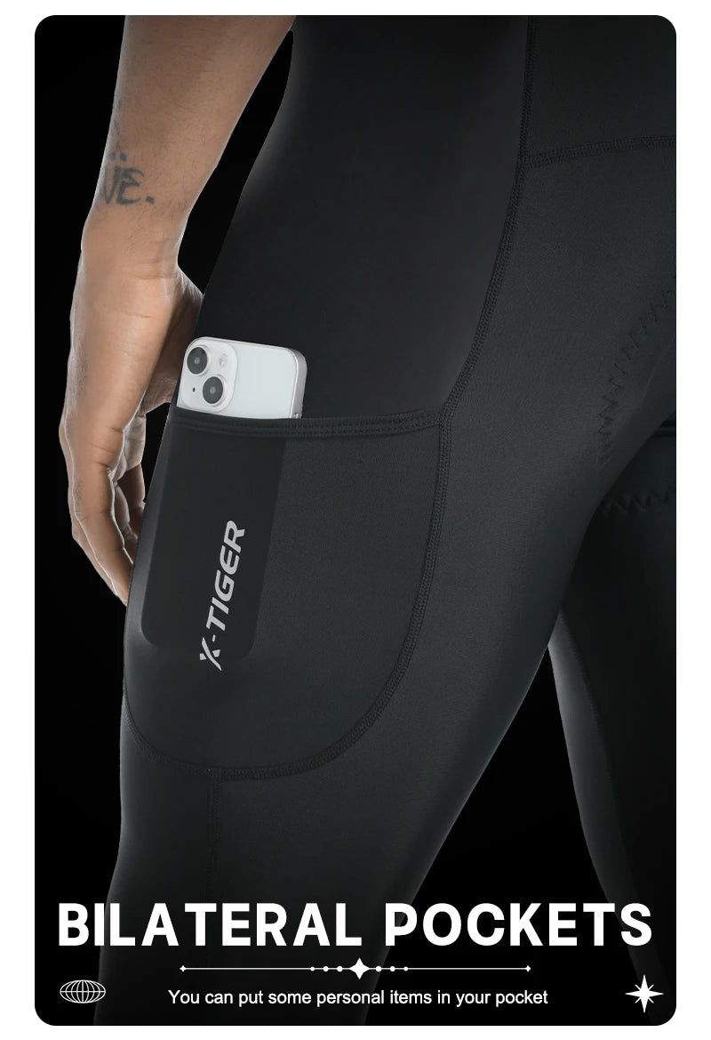 X-TIGER Autumn and winter warm windproof fleece cycling trousers 0-15 degrees bib men's trousers road bike cycling