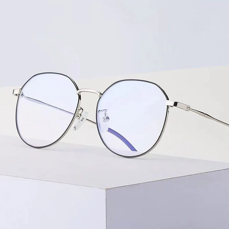 Vintage Anti Blue Light Glasses Metal Frame Optical Simple Women Men Transparent Eyewear Goggles Blue Ray Blocking Eyeglasses