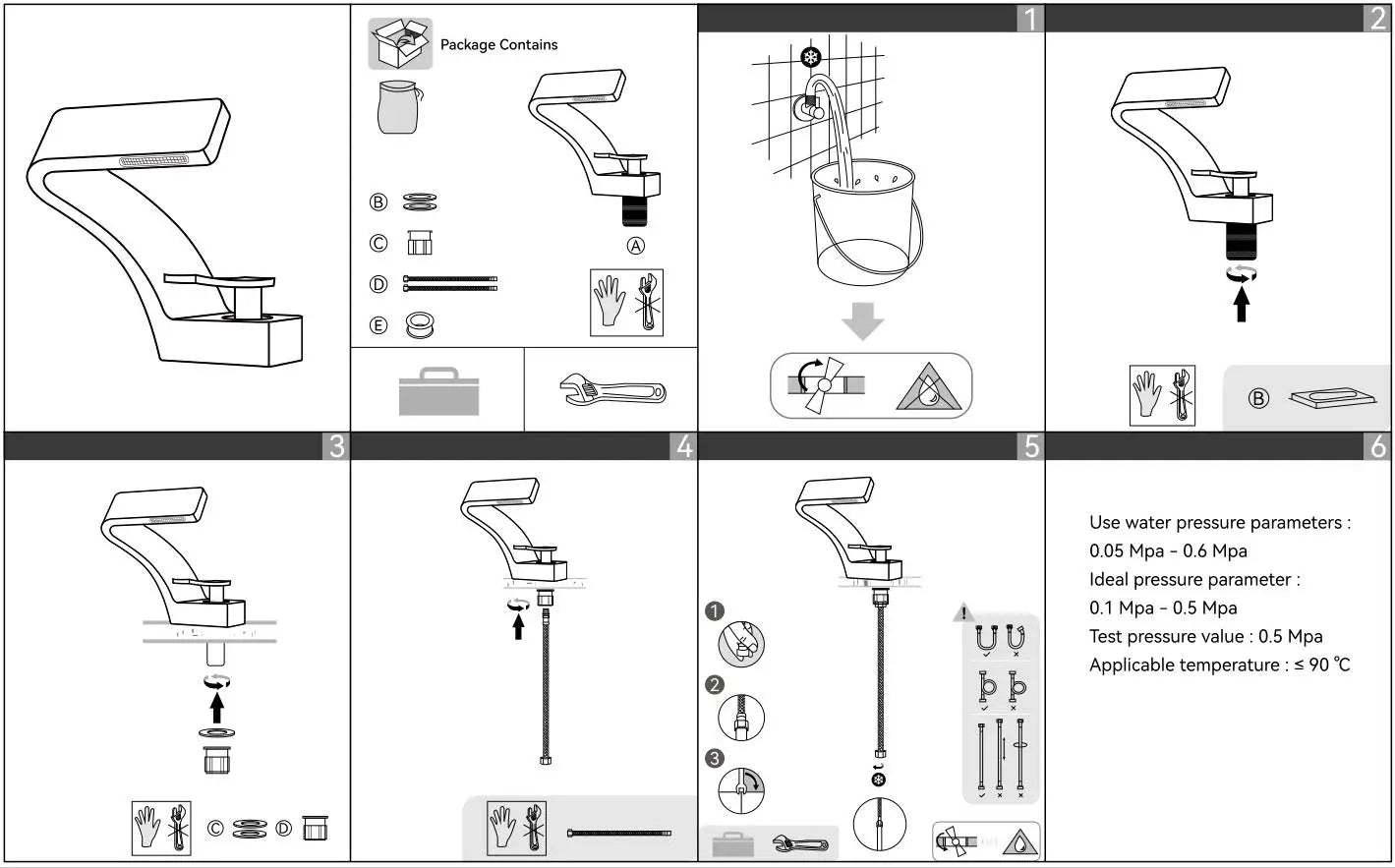 TOLM Chrome White Basin Faucet Deck Mounted Waterfall Bathroom Vessel Sink Mixer Tap Single Handle Hot Cold Water Tap