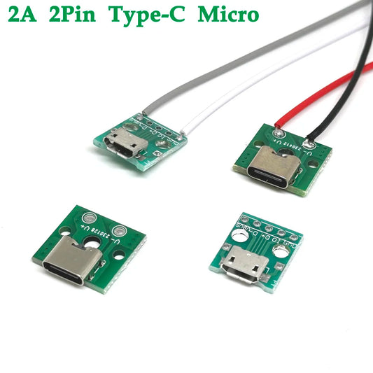 2A Micro USB Jack 3.1 Type-C 5V Female Connector Jack Charging Port USB Type C Socket With solder wire PH2.0 Screw fixing plate