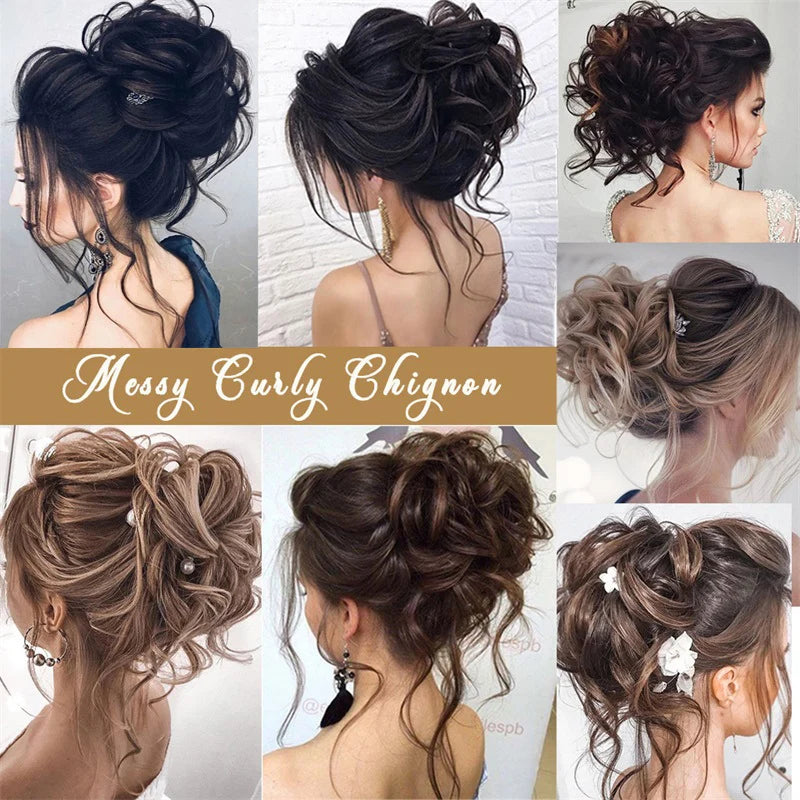 Synthetic Messy Donut Hair Buns Tousled Updo Chignon Elastic Hair Extension Hair Accessories for Women