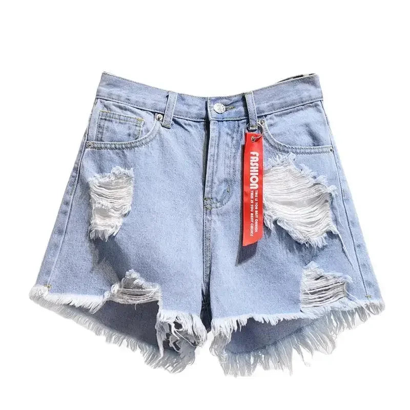 Fashion Blue Denim Shorts Women's Summer High Waist Loose Short Pants Sexy Girl All Match Hot Pants Jeans Wide Shorts Korean