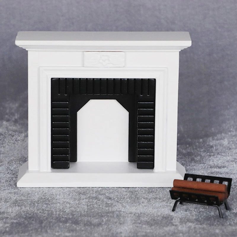 1:6 1:12 Dollhouse Mini Decorative Fireplace Model Doll House Wood Fireplace Mini House Furniture European Style