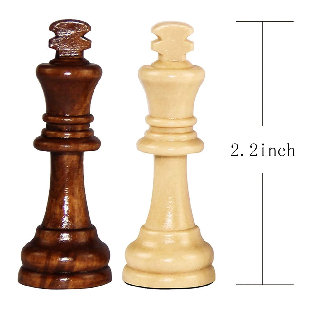 Wooden Chess Game Pawns Standard Tournamen Staunton 32PCS Chess Pieces Only 2.2in King Figures for Chess Board Game