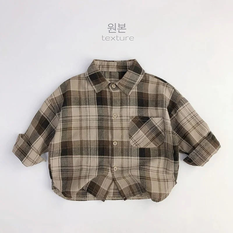 Boys Baby's Kids Blouse Coat Jacket Outwear Cotton 2024 Plaid Spring Autumn Shirts Outwear Teenagers Overcoat Children's Clothin