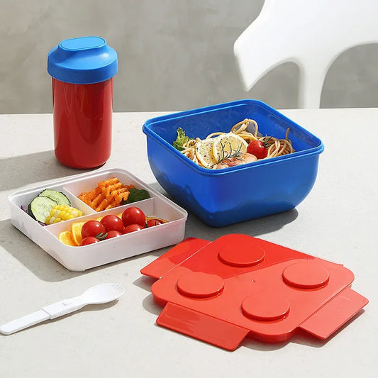 Creative DIY Building Block Lunch Box Modular Portable Bento Box for Children Student Sandwichs Fruit Salad Container Dinnerware