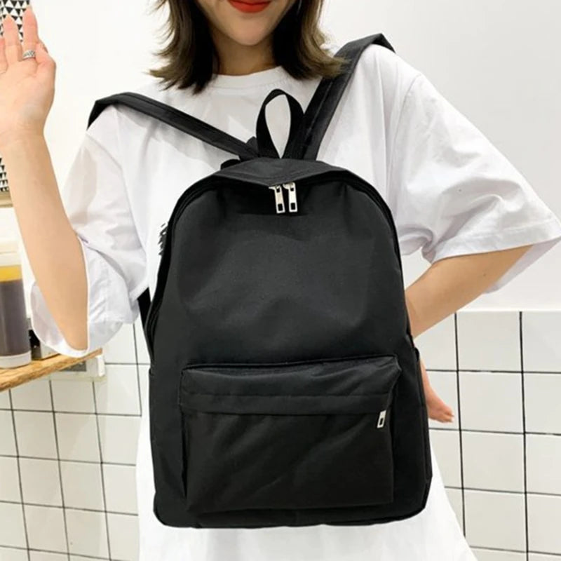 Small Backpack For School Teenagers Girls Nylon Women Backpack White Bookbag Fashion Solid Color Travel Backpack Street Trend