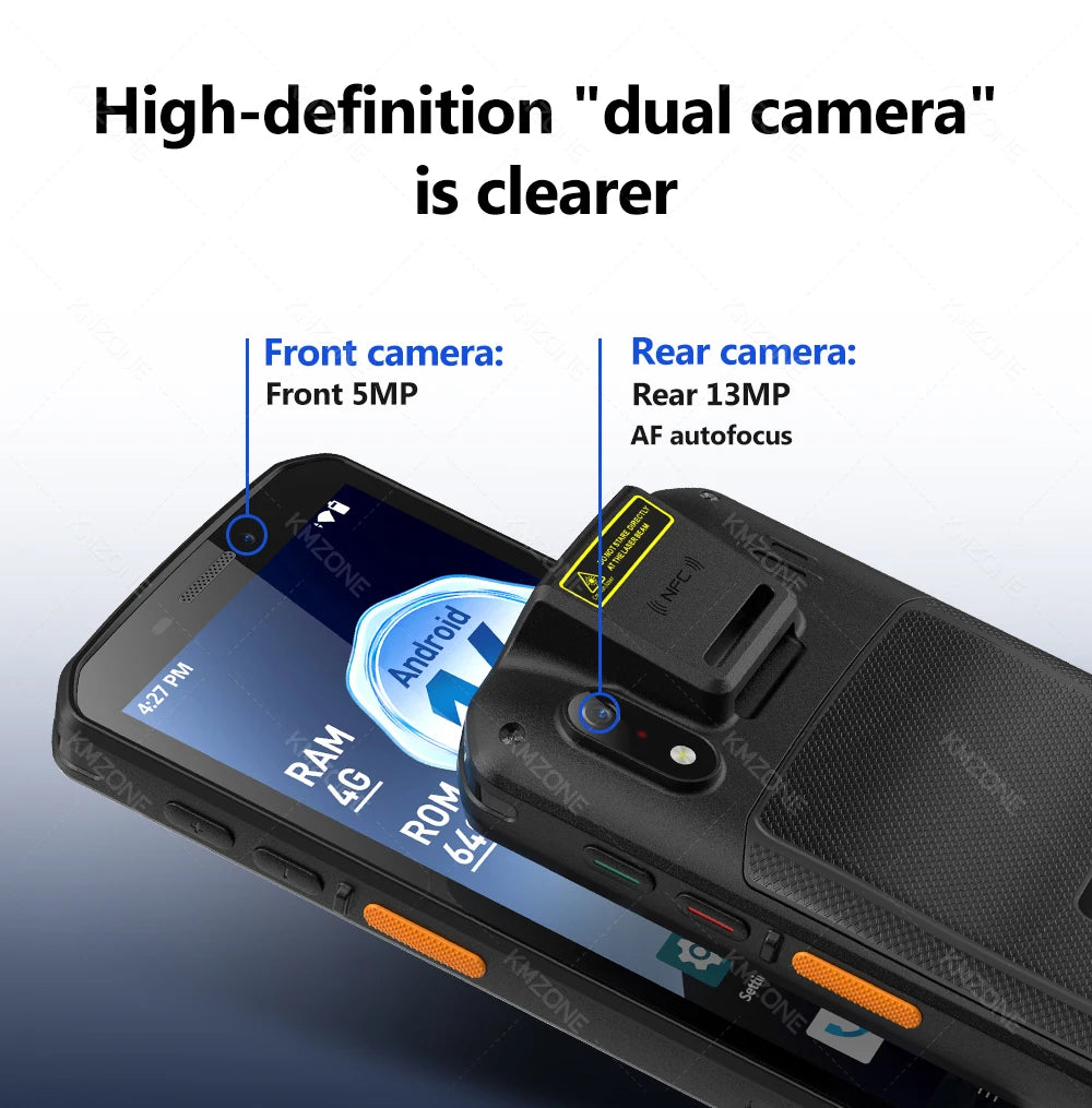 MTK6765 PDA Terminal Android 14 with NFC 4G64G Wifi GPS 1D 2D QR Barcode Scanner Reader Data Collector Mobile Warehouse device