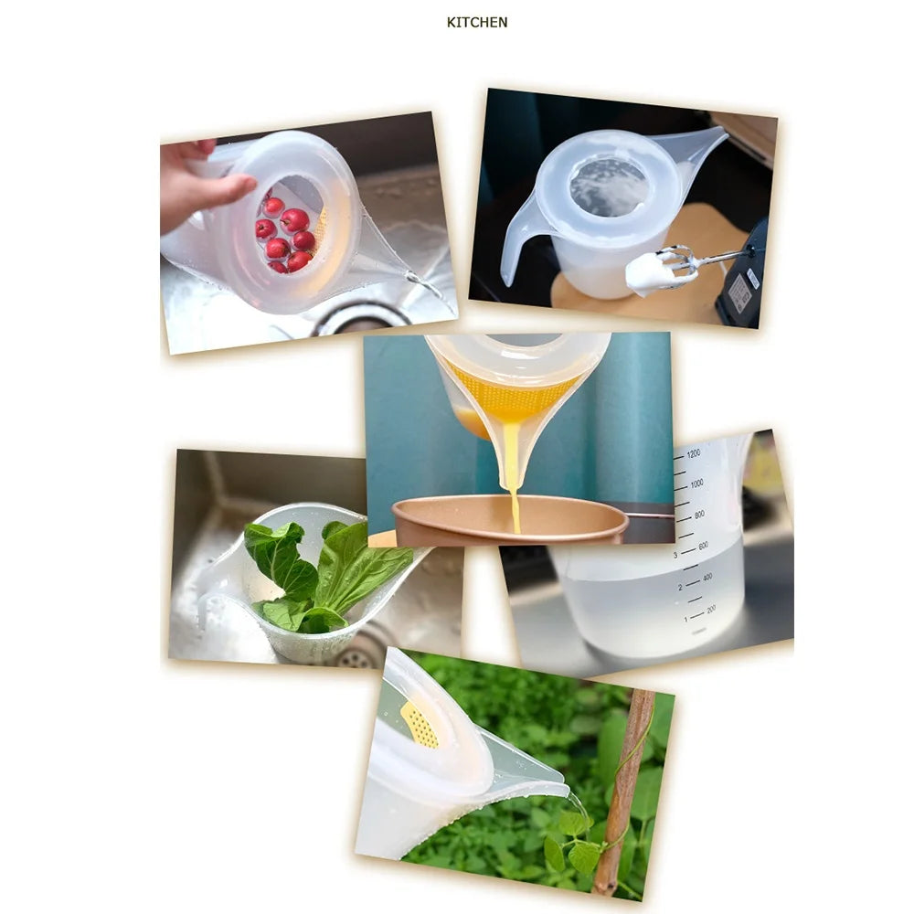 1500ml Measuring Cup Kitchen Baking Mixing Cup Scaled Filter Thicken Tip Mouth Liquid Measuring Tool