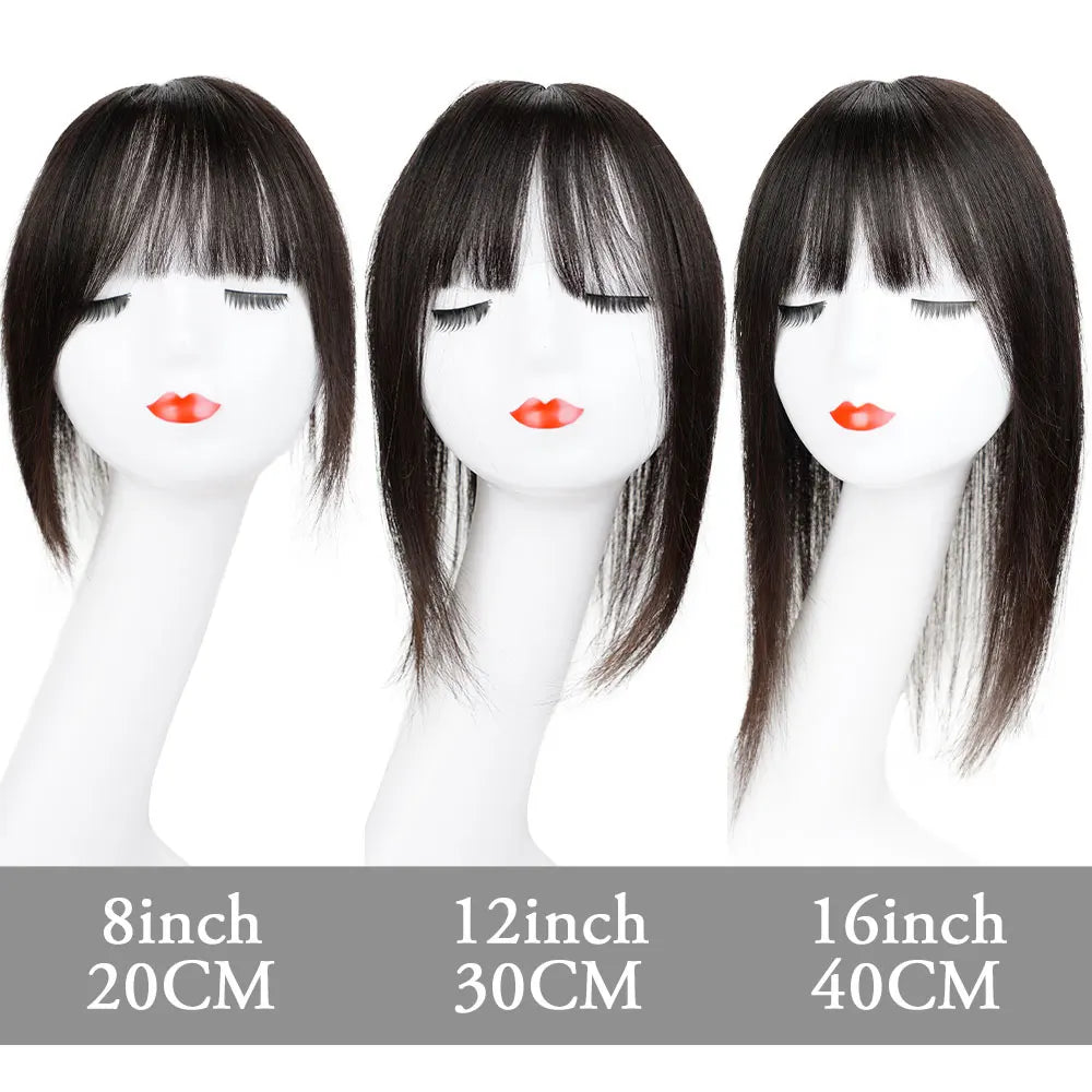 Doreen 13*13cm 8" 12" 16" Topper Hair with Bangs Real Remy Human Hair Toppers for Women With Hair Loss Silk Base with Hair Weft