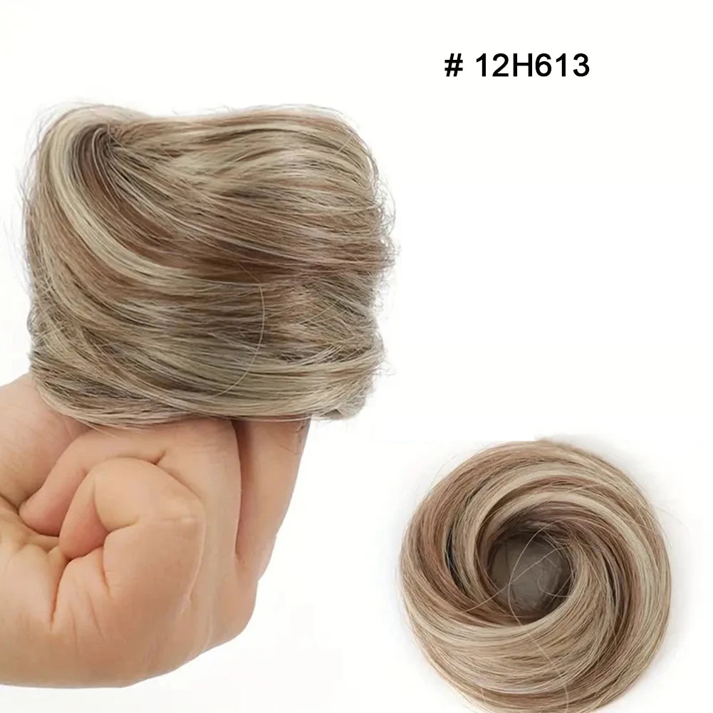 1Pc Synthetic Hair Bun Straight Chignon Elastic Rubber Band Fake Hair Clip in on Hair Tail Extension Updo Hair Piece Ponytail