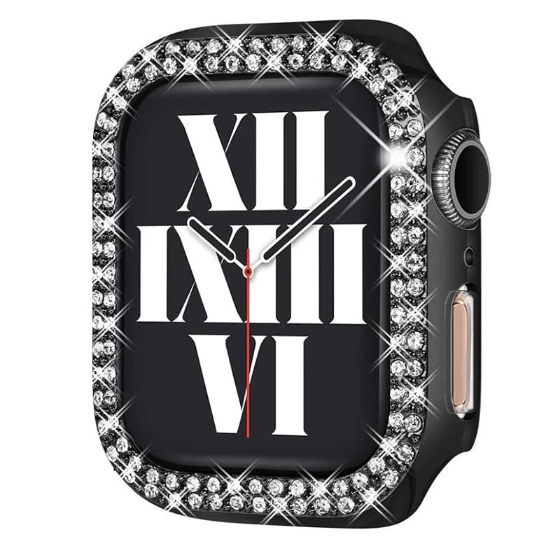 Bling Case for Apple Watch Series 9 8 7 6 5 4 3 2 1 SE(No Screen), Women Glitter Rhinestone Protector Frame.
