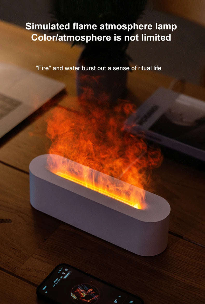 2023 Flame Aroma Diffuser Air Humidifier Cool Mist Maker Fogger Essential Oil Fire  Led Lamp Diffuser Ultrasonic For Home Office