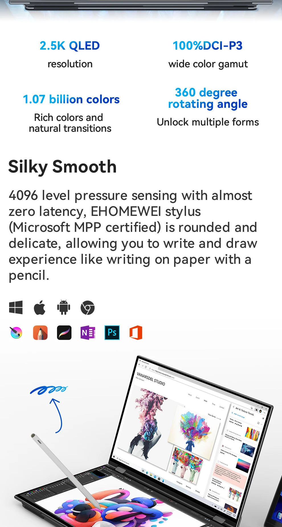 EHOMEWEI Dual Screen Portable Monitor X Series Drive-free Phone-touch FHD 2K 15.6“  16“ For Laptop Windows Macbook