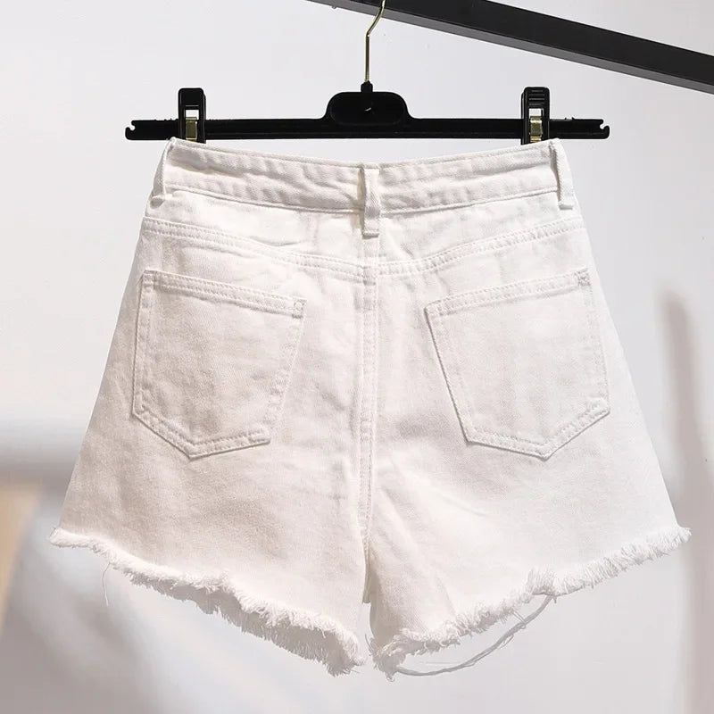 Fashion Blue Denim Shorts Women's Summer High Waist Loose Short Pants Sexy Girl All Match Hot Pants Jeans Wide Shorts Korean