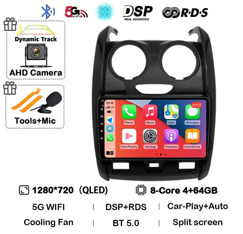 Android 14 Carplay Auto Car Radio For Renault Duster 2015 2016 2017 2018 2019 2020 Multimidia Video Player GPS 4G+WIFI Stereo BT