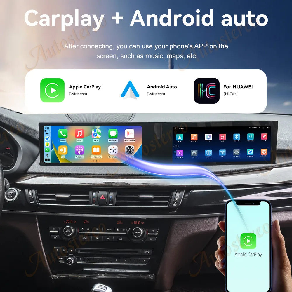 ID8 Dual Screen Carplay Android 13 For BMW X5 F15 X6 F16 X5M X6M 2014-2019 Car Multimedia Player GPS Navigation Head Unit Media