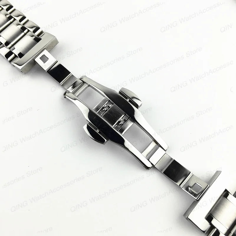 Arc Flat End Solid Stainless Steel Watchband for Tissot Butterfly Clasp Strap 12 13 14 15 16 17 18 19 20 21 22 23 24mm Universal