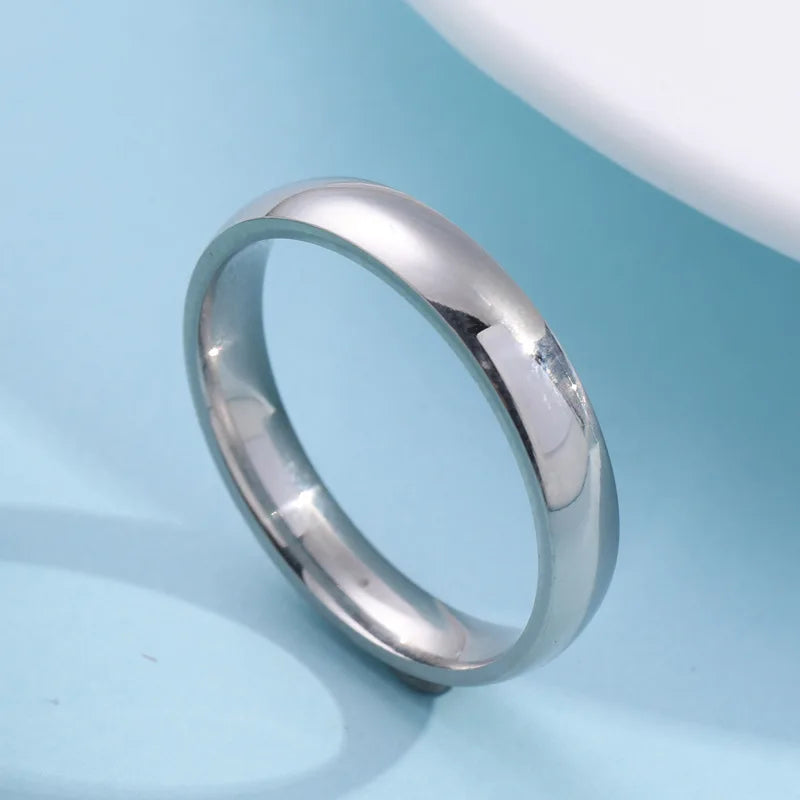 Classic 4mm Curved Stainless Steel Couple Ring Charm Men Women Titanium Steel Rings Best Party Gift Jewelry