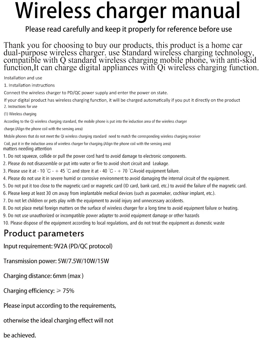 15W Wireless Charger Car Fast Charging Pad for iPhone 14 13 12 11 Pro Xs Max X XR 8 Plus Ulefone Doogee Samsung Note 9 Note S23