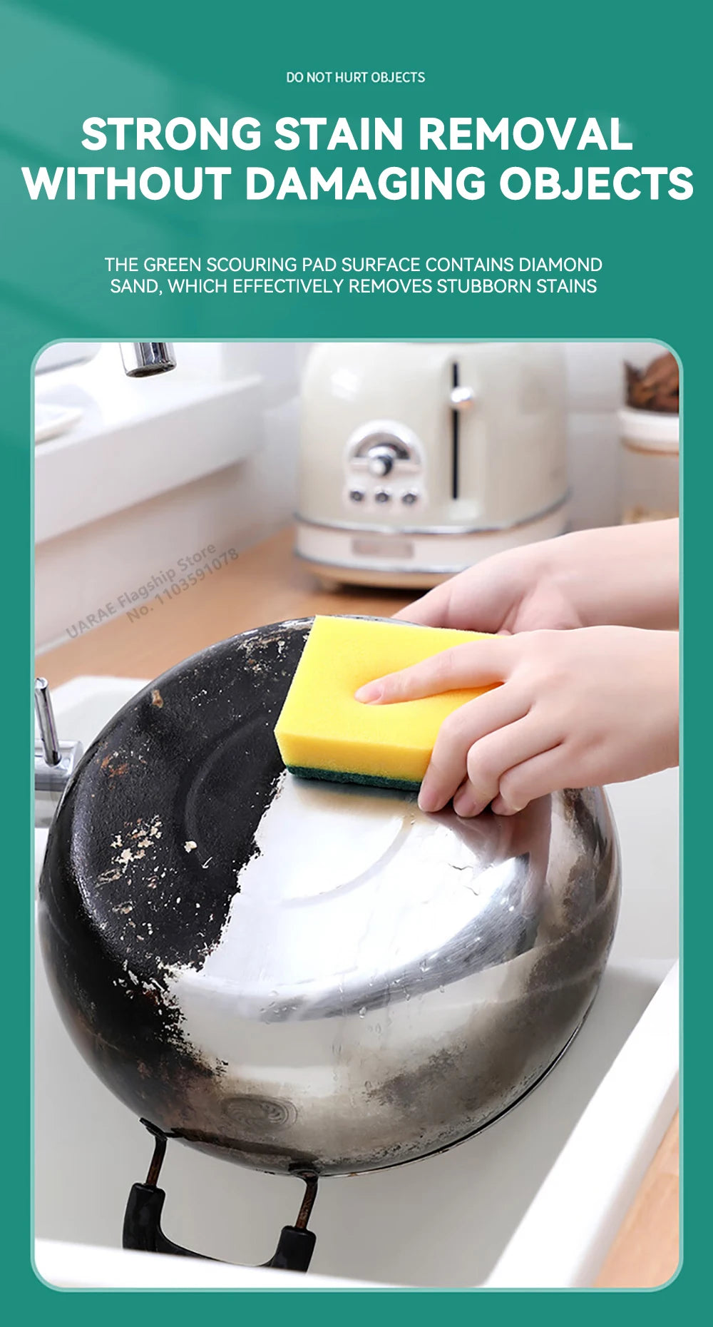 Dishwashing Sponge Reusable Kitchen Cleaning Scouring Pad Washable Scrub Sponge Eco Non-Scratch for Washing Dishes Magic Sponge