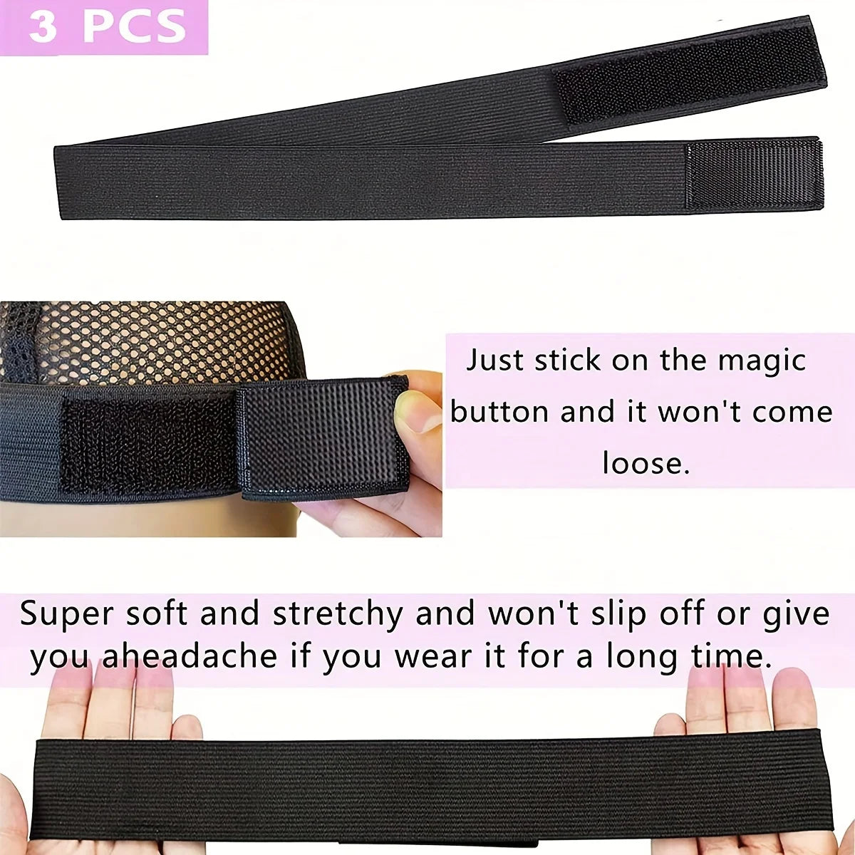 Wig Band For Edges Melt Band For Lace Wigs Adjustable Magic Sticker Edge Slayer Band 2.5cm Width Elastic Band for Hair Edges