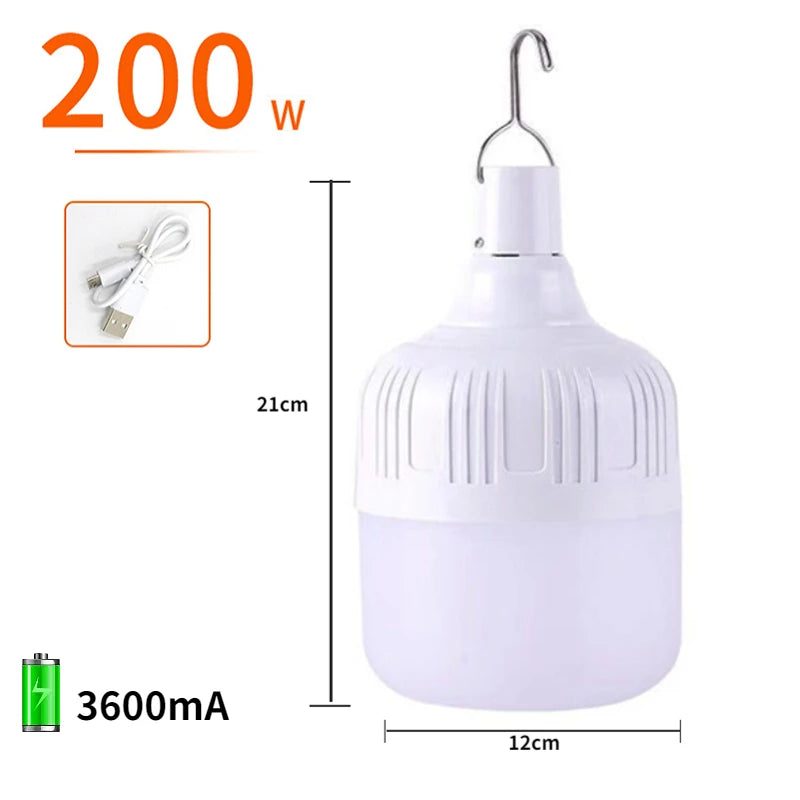 Portable Camping Light USB Rechargeable LED Emergency Lamp Bulb Hook Up Tent Light Garden Lighting Fishing Lantern Night Lights