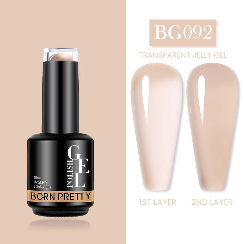 BORN PRETTY 15ML Jelly Purple Nail Gel Polish Transparent Colorful Translucent Pink Semi Permanent Soak Off Nail Art Gel Varnish