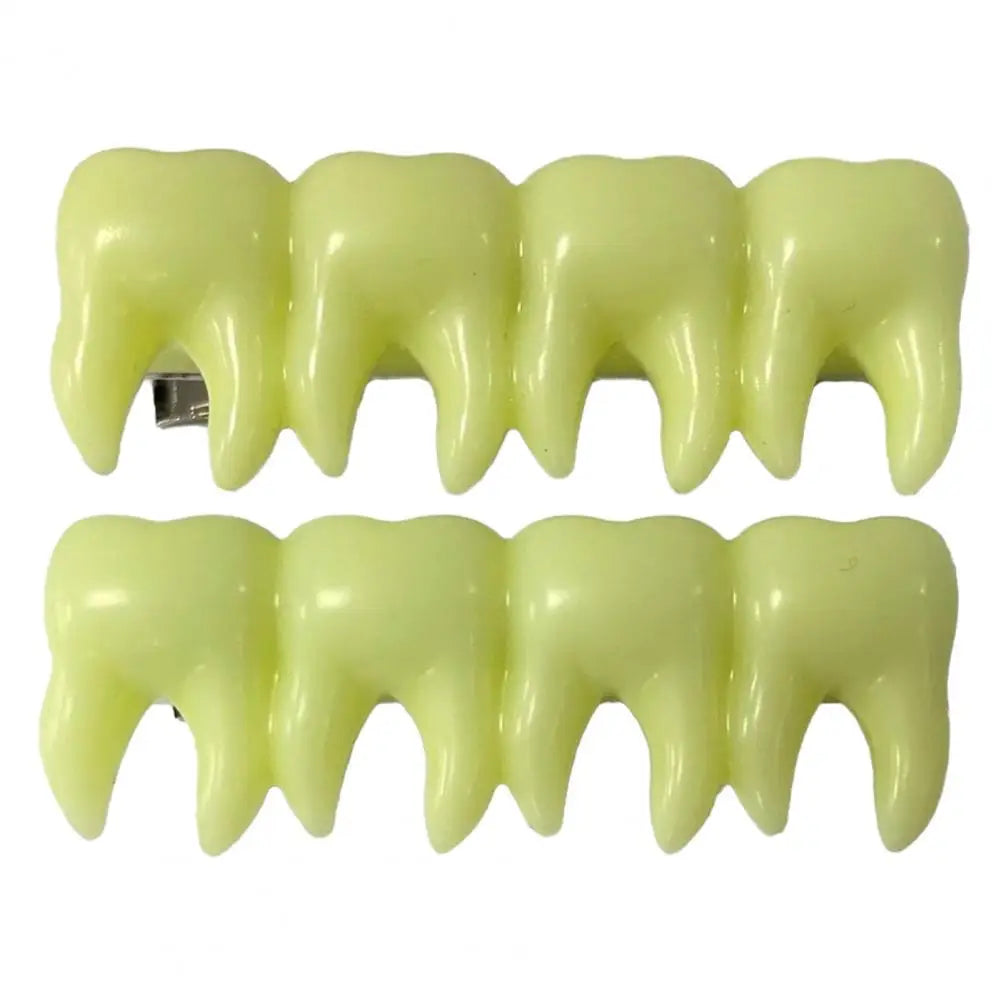 Gothic Style Girl Teeth Hair Clips Halloween Tooth Shape Hairpins Glow in the Dark Hair Pins Hair Accessories