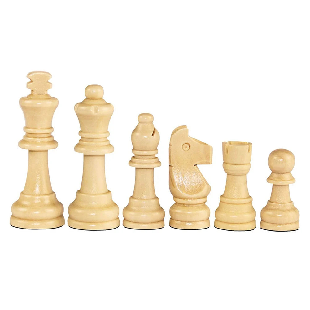 Wooden Chess Game Pawns Standard Tournamen Staunton 32PCS Chess Pieces Only 2.2in King Figures for Chess Board Game