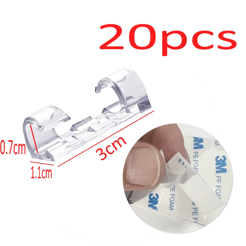 16/20pcs Cable Organizer Clips Cable Management Wire Manager Cord Holder USB Charging Data Line Bobbin Winder Wall Mounted Hook