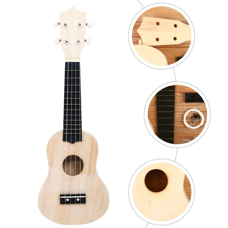 Wooden Ukulele Stringed Instrument for Beginner Musician Supplies 53.00X17.00X4.00cm Soprano Ukulele Beginner Kit Gig Bag
