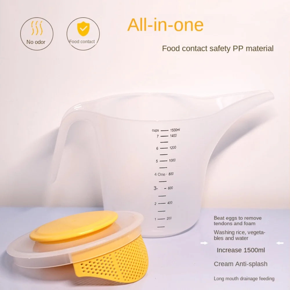 1500ml Measuring Cup Kitchen Baking Mixing Cup Scaled Filter Thicken Tip Mouth Liquid Measuring Tool