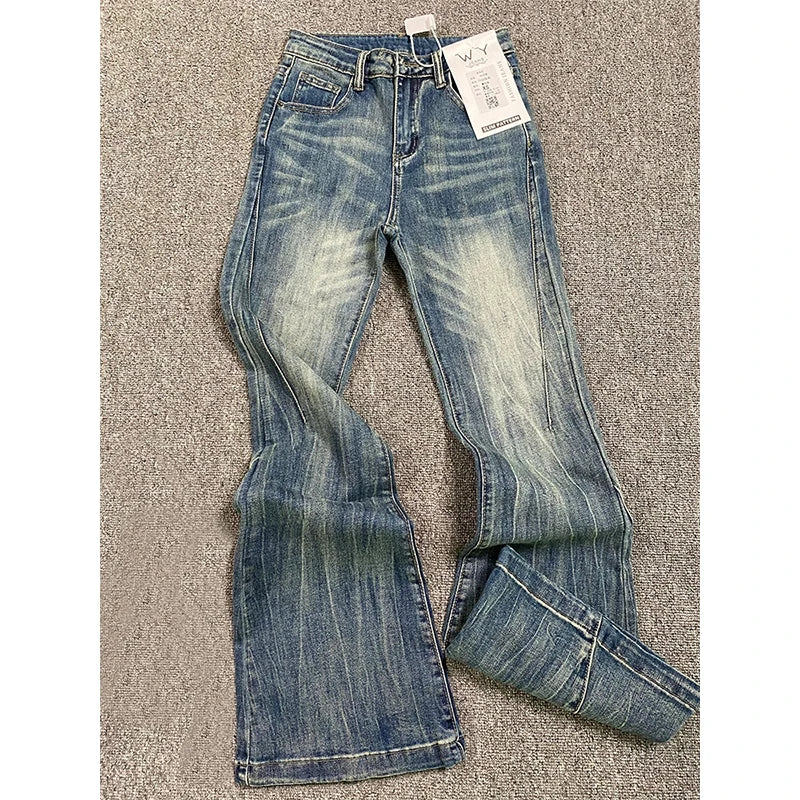 Women's Blue Jeans Vintage Korean Baggy Cowboy Pants Harajuku Wide Denim Trouser 90s Aesthetic Y2k 2000s Trashy Emo Clothes 2023