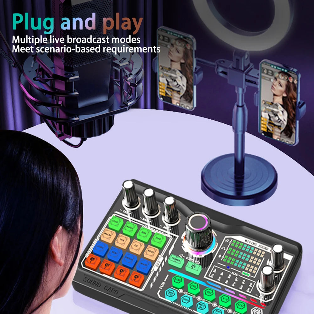 Professional Podcast Microphone SoundCard Kit Hi-Res SoundCard for PC Smartphone Laptop Computer Vlog Recording Live Streaming