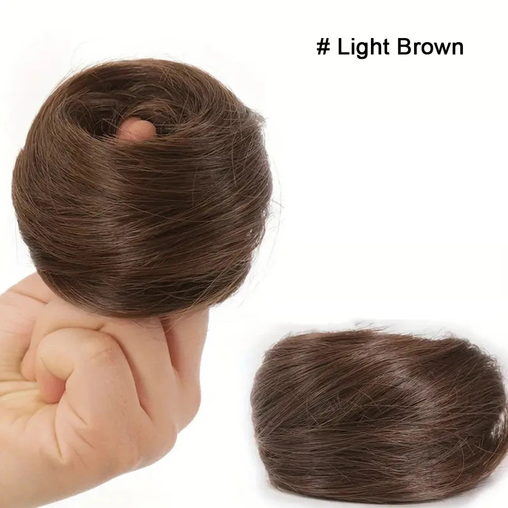 1Pc Synthetic Hair Bun Straight Chignon Elastic Rubber Band Fake Hair Clip in on Hair Tail Extension Updo Hair Piece Ponytail