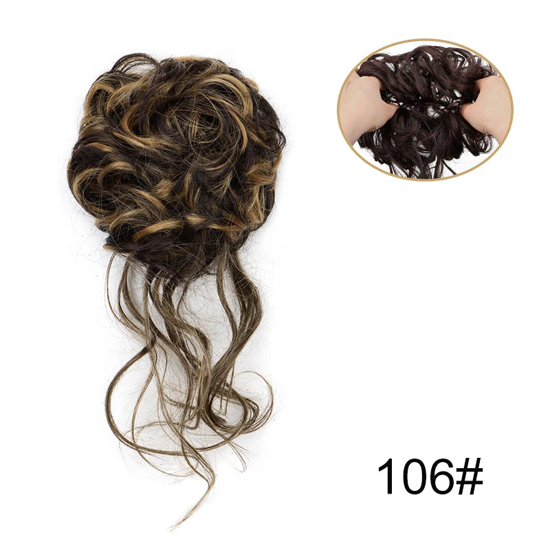 Synthetic Messy Donut Hair Buns Tousled Updo Chignon Elastic Hair Extension Hair Accessories for Women