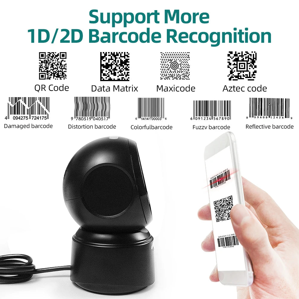High-speed Barcode Scanner Image Platform Desktop Scanner 1D 2D QR code reader USB Omnidirectional