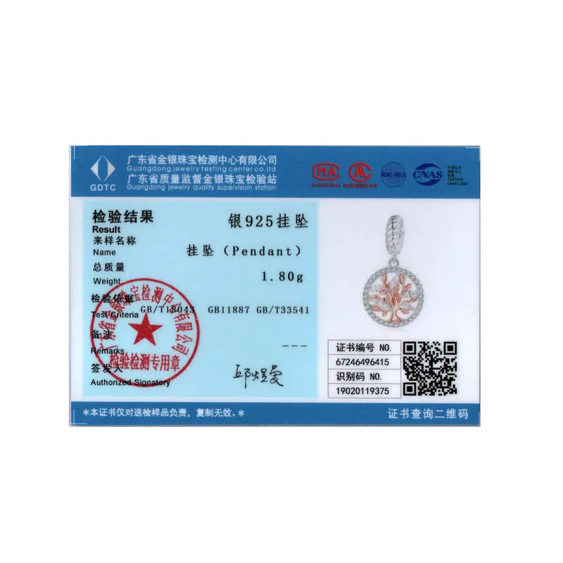 WOSTU 925 Sterling Silver Tree of Life Pendant Plated White Rose Gold Rose Charm Spacer Beads Fit Original Bracelet for Women