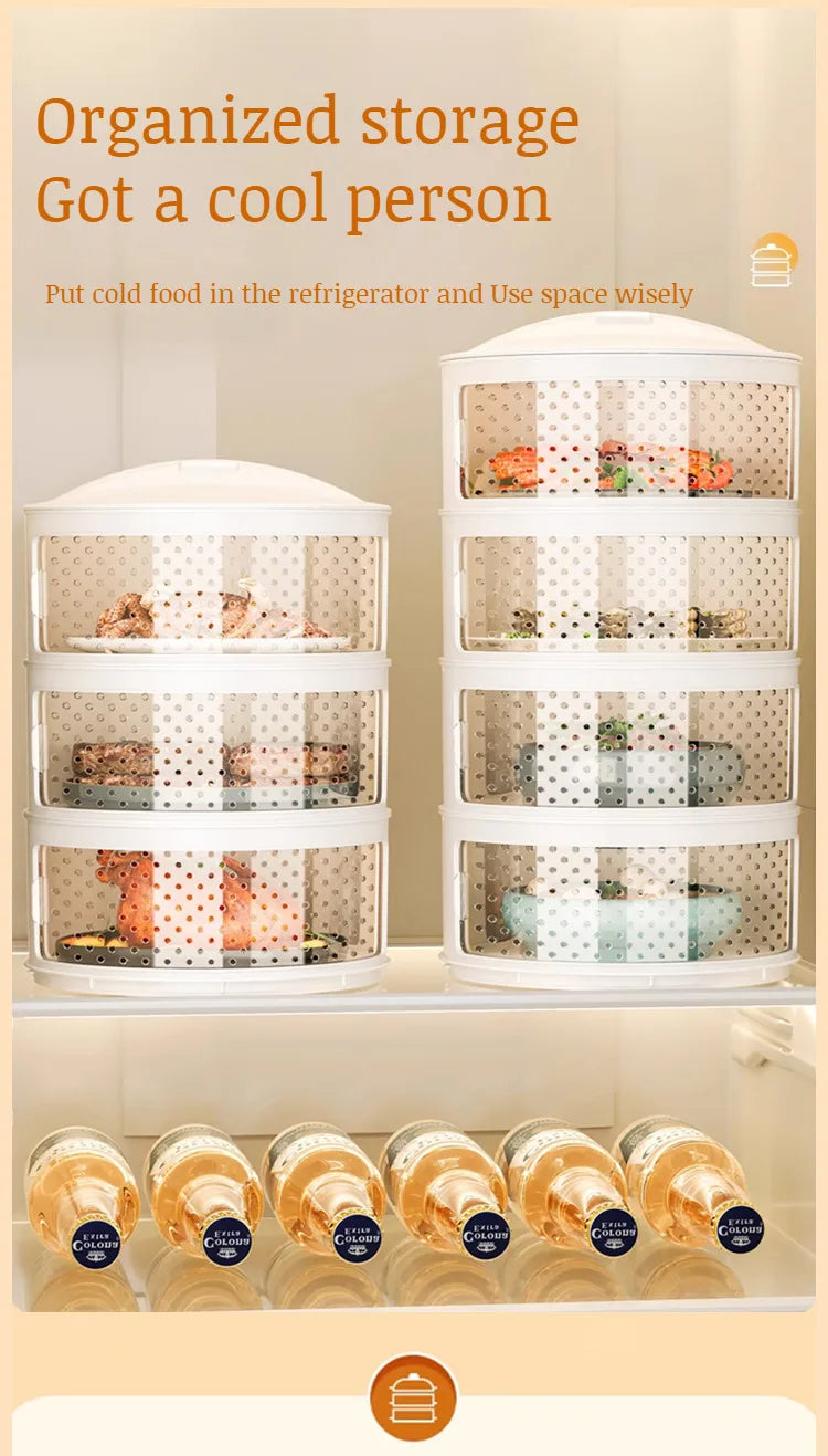 Household thermal dish cover Multilayer storage box leftovers dustproof table folding dish cover