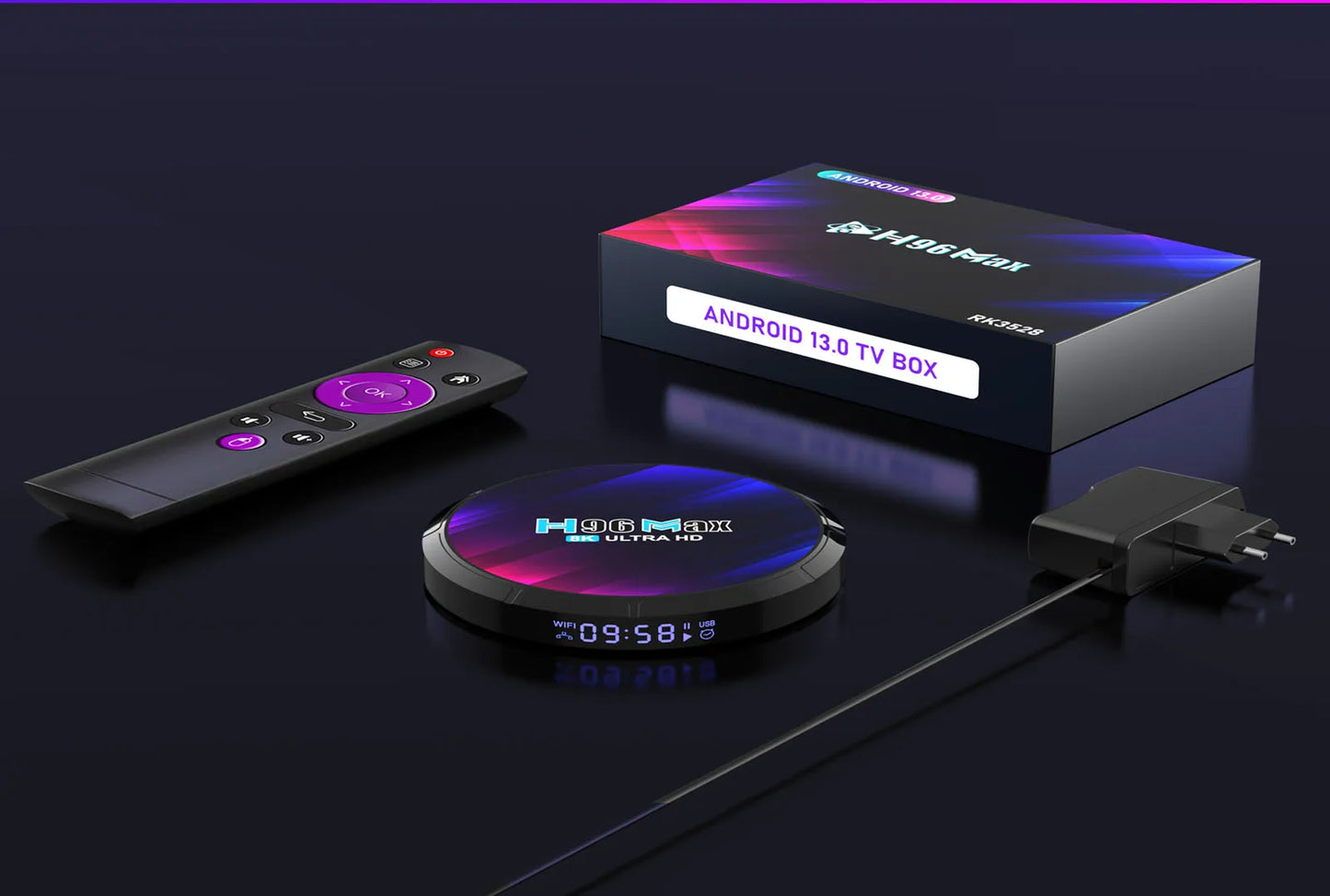 Android 13 Smart TV Box H96 Max RK3528 Quad-core WIFI6 BT 5.0 8k UHD Output 100M/LAN Smart Set Top Box Streaming Media Player