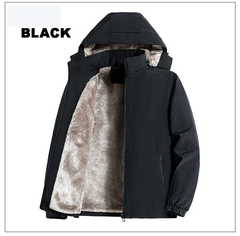 7XL 8XL Winter Jacket Men  Casual Outwear Sportswear Fleece Lining Mens Sherpa Jackets Full Zip Warm Coats  Hoodie Winter Coat
