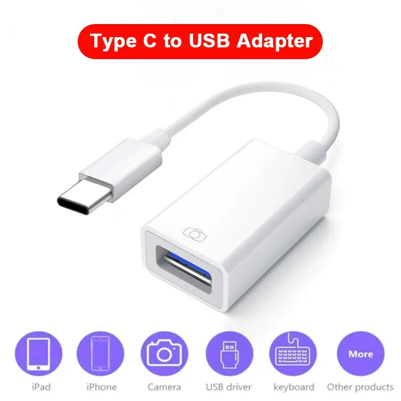 OTG Adapter For iPhone 16 15 14 13 12 Pro Max XR 8 Plus 8 Pin To USB Cable 3.0 Converter For Mouse Keyboard Camera Card Reader