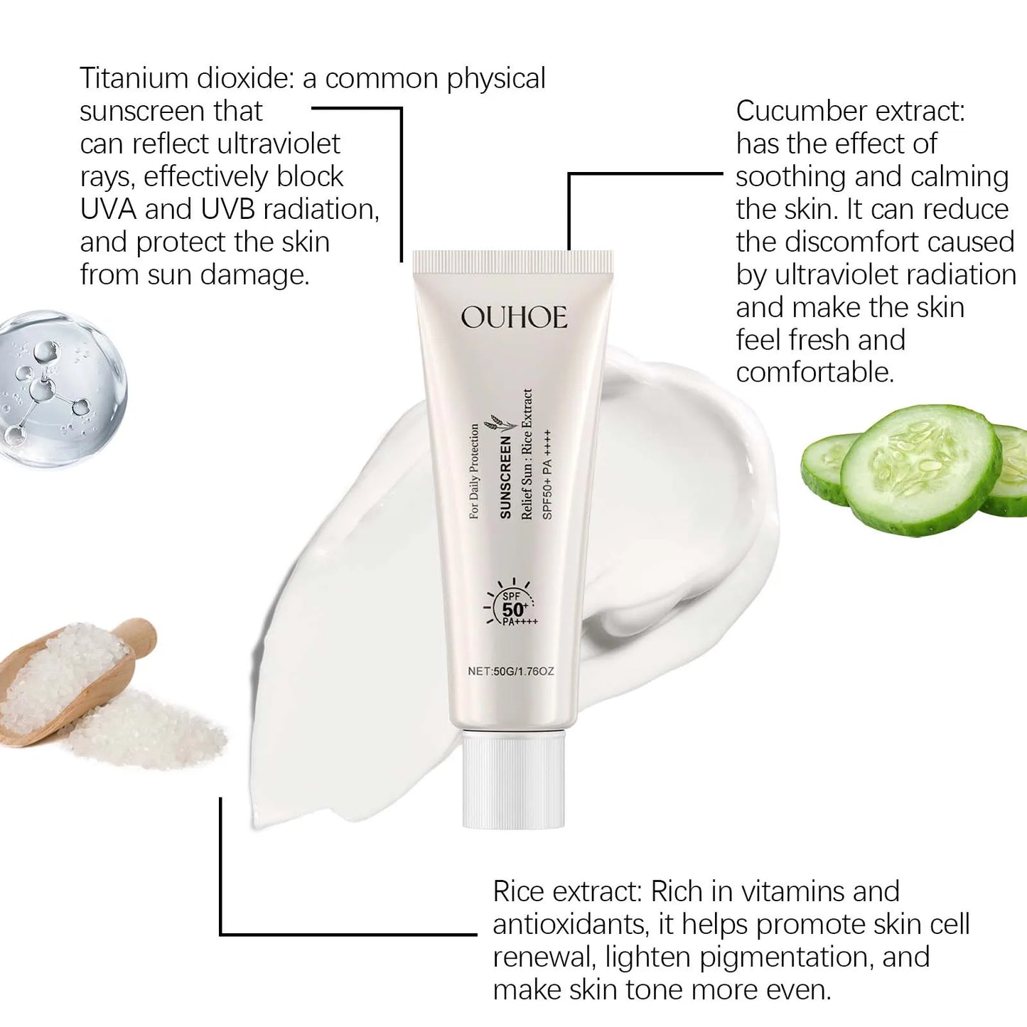 Rice Cream, Rice Puree Cream, Rice Cream Moisturizer, Moisturizes The Skin, Shrinks Pores, Rice Extract Fades Fine Lines